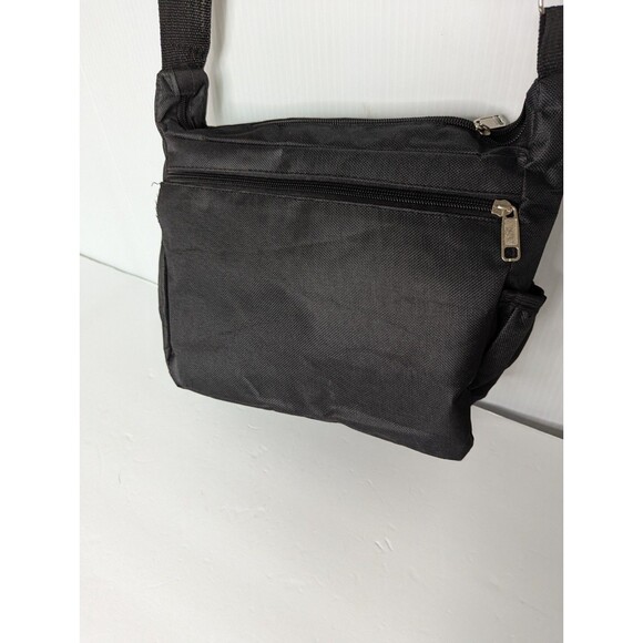 Unisex Mens Shoulder Bag Crossbody Black Nylon Strap Zip Compartments Light Pack - Picture 14 of 16